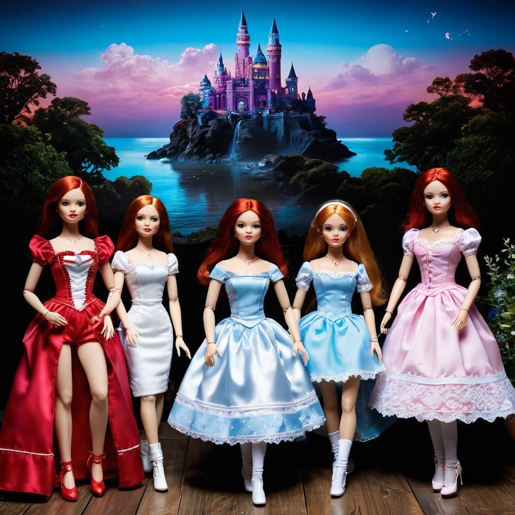 A captivating scene depicting the transformation of love dolls through time, showcasing a vibrant timeline from classic, simplistic dolls to ultra-realistic, interactive modern designs. Include various love dolls in different settings, highlighting their evolving features and technologies, with a backdrop of whimsical fantasy landscapes transitioning to sleek, contemporary environments. The scene should evoke a sense of wonder and curiosity about the history and future of love dolls. super-realistic. vibrant colors. 3D.